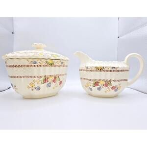 Vintage 1950s Copeland Spode Cowslip Creamer & Lidded Sugar Bone China S713